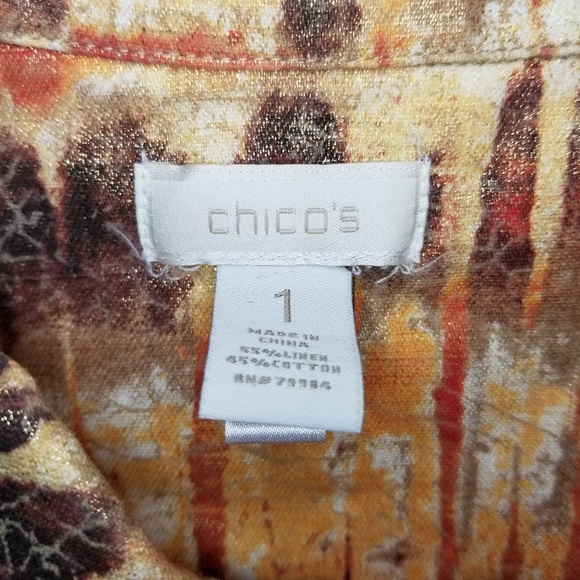 Chico's Linen Abstract Artist Shimmering Gold NWOT - Picture 4 of 6